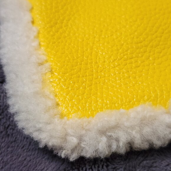 Coach Yellow Leather Shearling Trim Wristlet - Picture 5 of 9